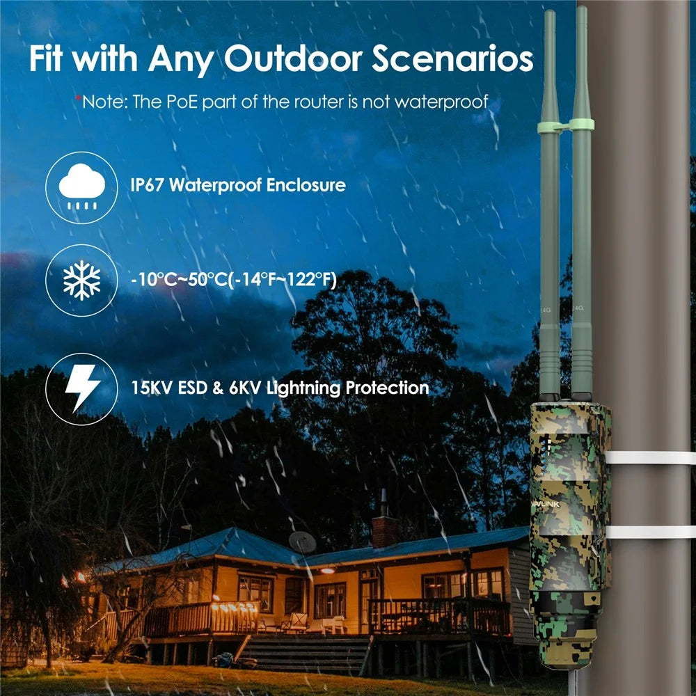WAVLINK WN570HN2 300Mbps High Power Outdoor Router Poe Weatherproof AP  /  Repeater Mode WiFi Extender - AU Plug - 5