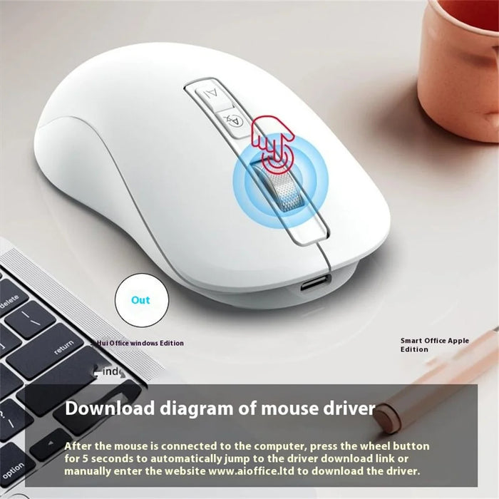 V12 AI Smart Voice Wireless Mouse Real Time Translation Bluetooth-compatible Mouse (International Edition) - White - 5