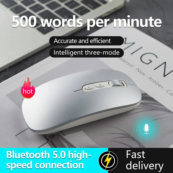 M108 AI Smart Voice Mouse 10m Wireless Rechargeable 5-Key Mouse for Windows Mac - Grey - 3