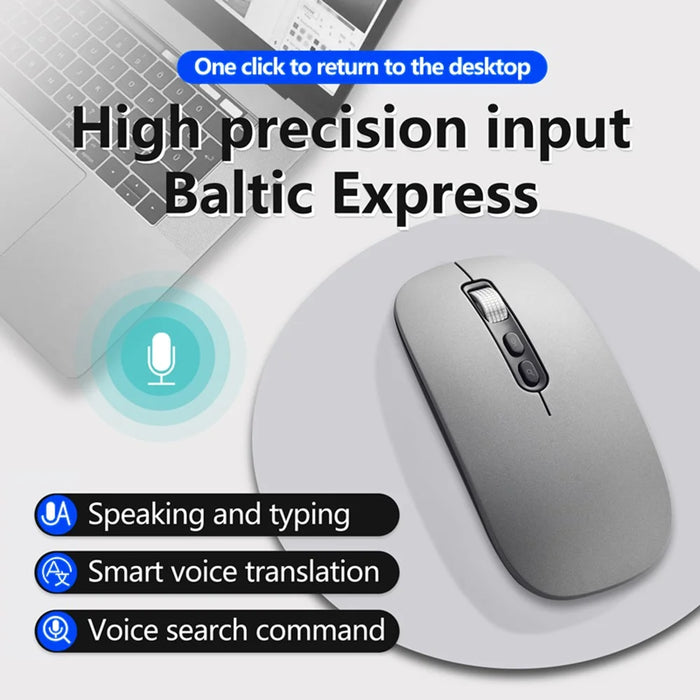 M108 AI Smart Voice Mouse 10m Wireless Rechargeable 5-Key Mouse for Windows Mac - Grey - 4