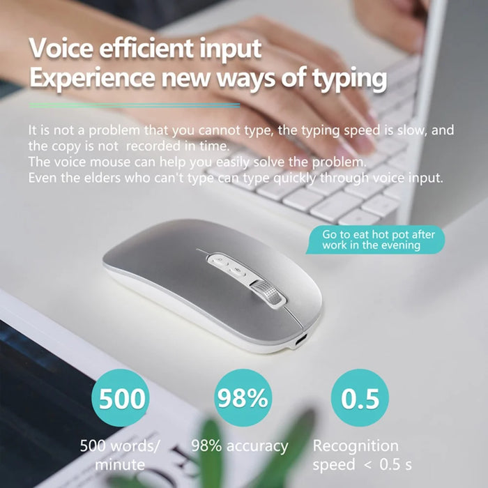 M108 AI Smart Voice Mouse 10m Wireless Rechargeable 5-Key Mouse for Windows Mac - Grey - 5