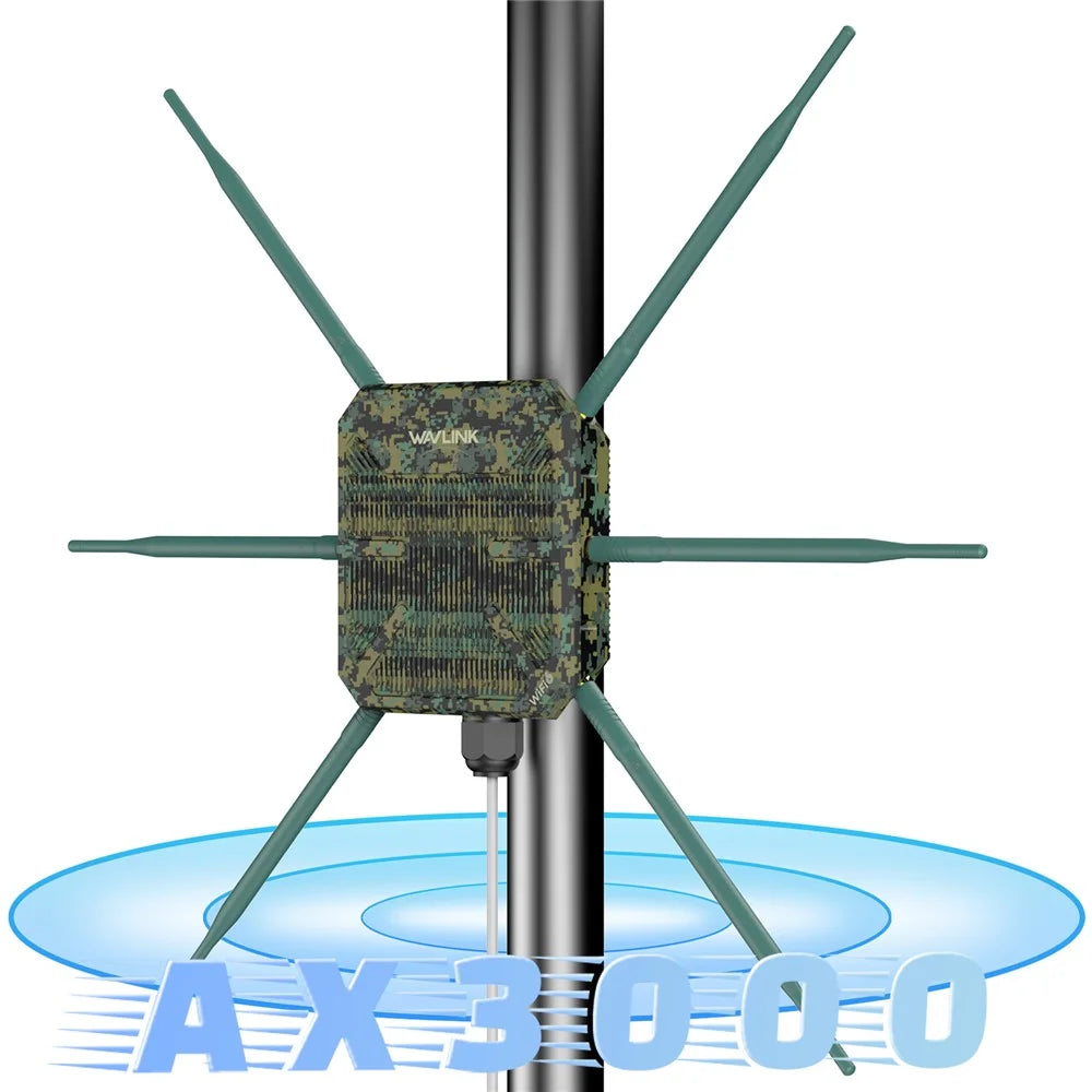 WAVLINK WN588HX3 Dual Band WiFi Repeater AX3000 Poe Outdoor WiFi Extender with 6 Antennas - AU Plug - 3