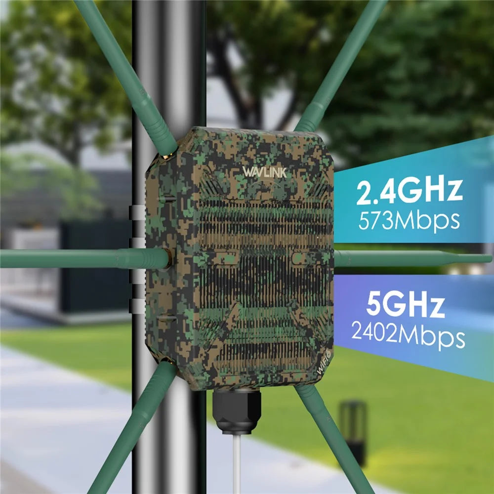 WAVLINK WN588HX3 Dual Band WiFi Repeater AX3000 Poe Outdoor WiFi Extender with 6 Antennas - AU Plug - 4