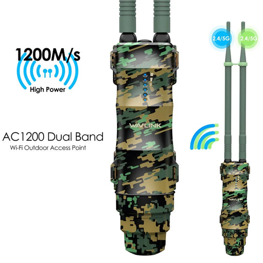 WAVLINK WN570HA2 AC1200 Dual Band Wireless Router IP67 Waterproof Outdoor WiFi Extender with Poe - AU Plug - 2