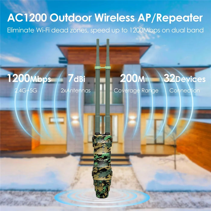 WAVLINK WN570HA2 AC1200 Dual Band Wireless Router IP67 Waterproof Outdoor WiFi Extender with Poe - AU Plug - 3