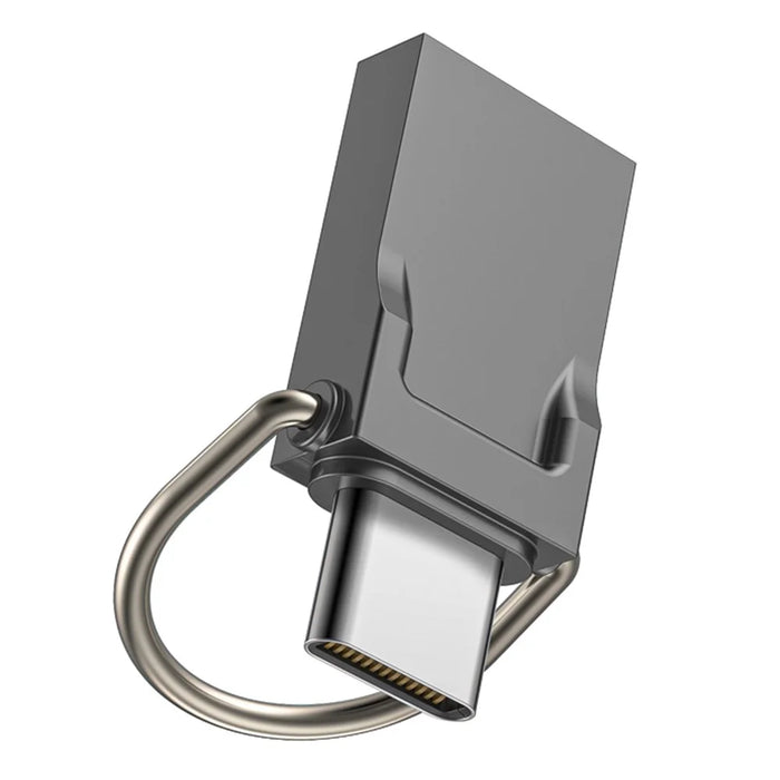 64GB Type-C / USB 2 in 1 Metal Flash Drive Tablet Phone Computer Storage U-Disk with Ring - Tarnish - 1