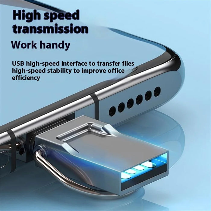 128GB Type-C / USB 2 in 1 Metal Flash Drive Tablet Phone Computer Storage U-Disk with Ring - Silver - 3