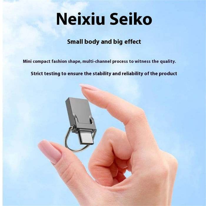 128GB Type-C / USB 2 in 1 Metal Flash Drive Tablet Phone Computer Storage U-Disk with Ring - Silver - 5