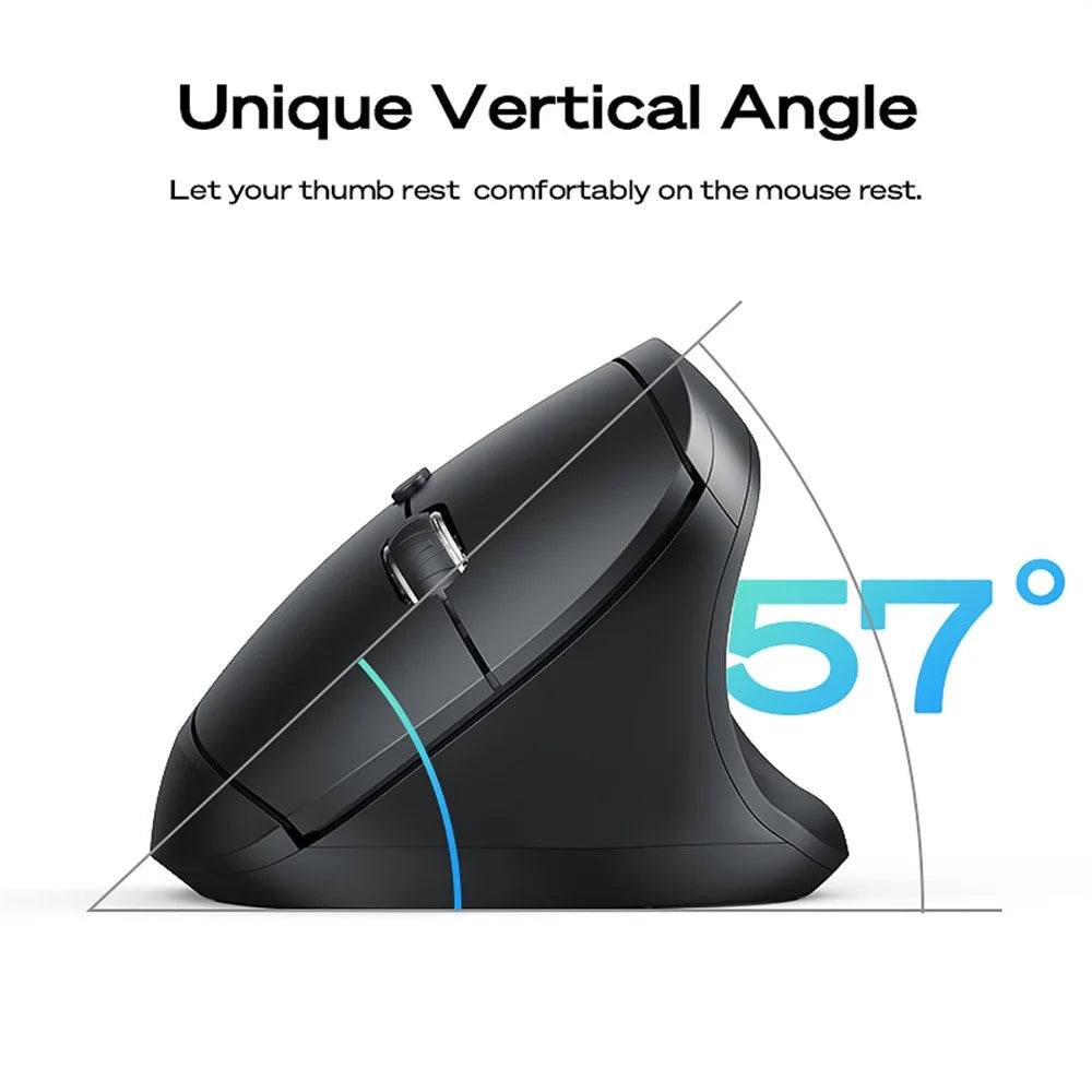 MBLUE M206PRO 2.4G Wireless Mouse 5 DPI Adjustable 6 Buttons Ergonomic Vertical Mouse - Black - 4