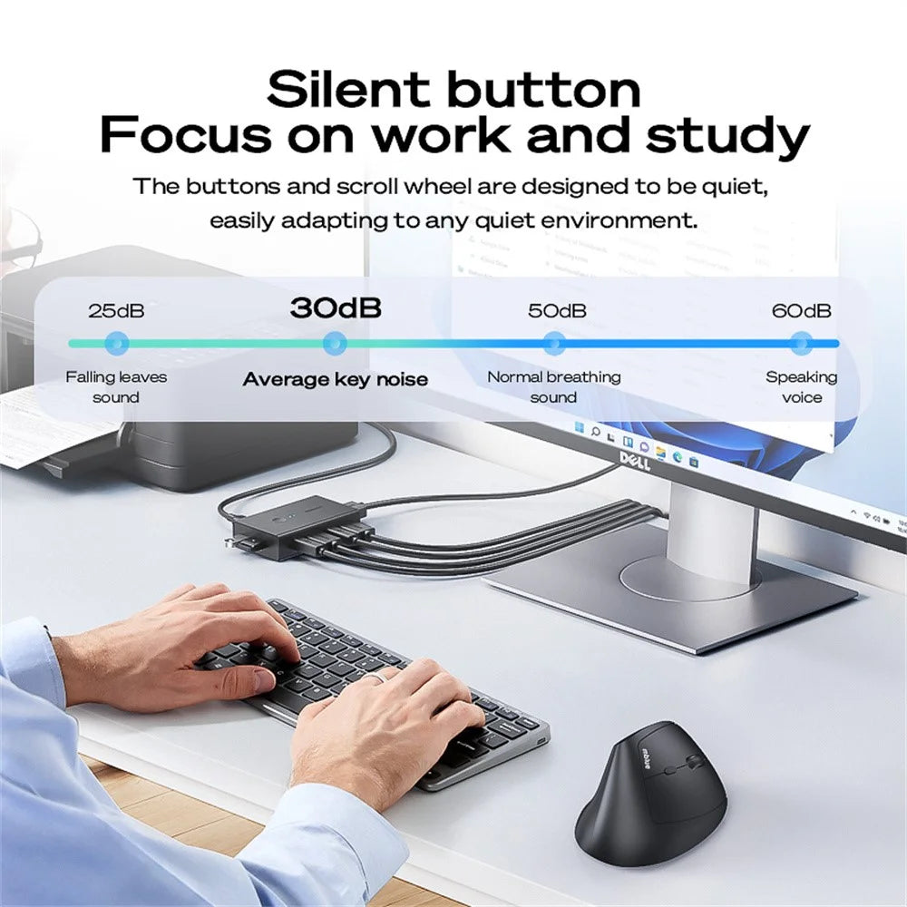 MBLUE M206PRO 2.4G Wireless Mouse 5 DPI Adjustable 6 Buttons Ergonomic Vertical Mouse - Black - 5