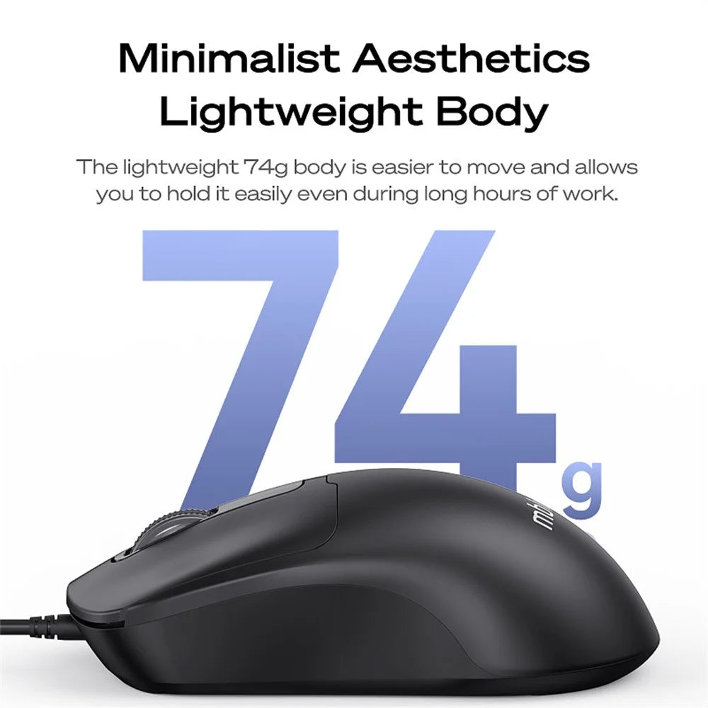 MBLUE M204 Ergonomic USB Wired Mouse 1200 DPI 3 Buttons Mouse for Laptop and PC - Black - 5