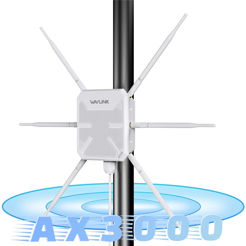 WAVLINK WN588HX3 AX3000 Dual Band Outdoor WiFi 6 Access Point Active / Passive PoE Repeater with 6x7dBi Antennas - EU Plug - 3