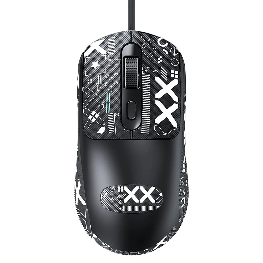 T-WOLF G580 Wired Mouse with Anti-Slip Sticker Ergonomic Design Office Mouse Support 1000-1600 DPI - Black - 1