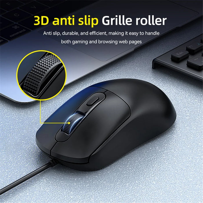 T-WOLF G580 Wired Mouse with Anti-Slip Sticker Ergonomic Design Office Mouse Support 1000-1600 DPI - Black - 4