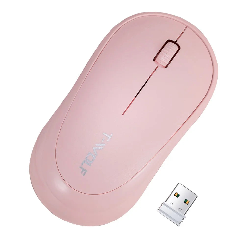 T-WOLF Q18 Wireless Mouse Ergonomic Design 2.4G Connectivity Auto Sleep for Office / Home Use - Pink - 1