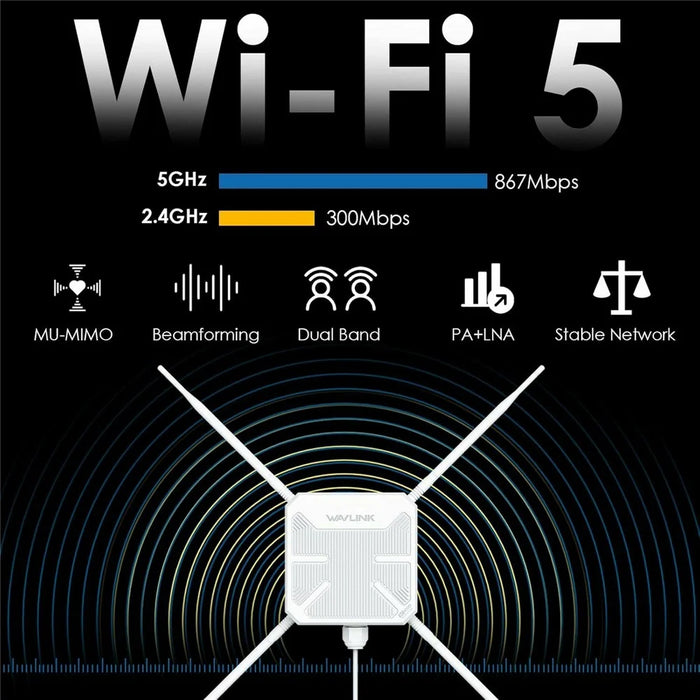 WAVLINK WN588HA2 AC1200 2.4GHz / 5GHz Dual Band WiFi Extender AP / Repeater / Mesh Mode WiFi Signal Booster - EU Plug - 7