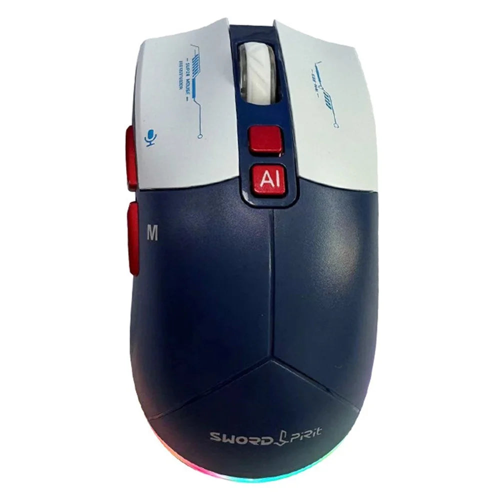 SWORD PIRIT XG705Pro 100+ Languages Translation AI Voice Control Bluetooth-Compatible Mouse for Typing Writing PPT Drawing - White+Blue - 1