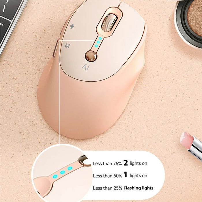 T-WOLF M7 AI Voice Smart Mouse Multi Language Translation Dual Mode Bluetooth-Compatible Wireless Mouse - Milk Tea - 5