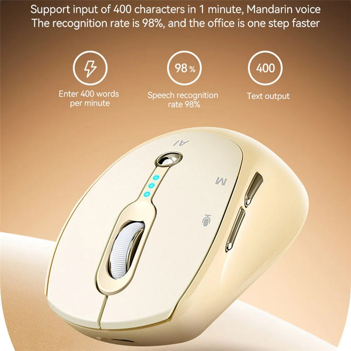 T-WOLF M7 AI Voice Smart Mouse Multi Language Translation Dual Mode Bluetooth-Compatible Wireless Mouse - Milk Tea - 7