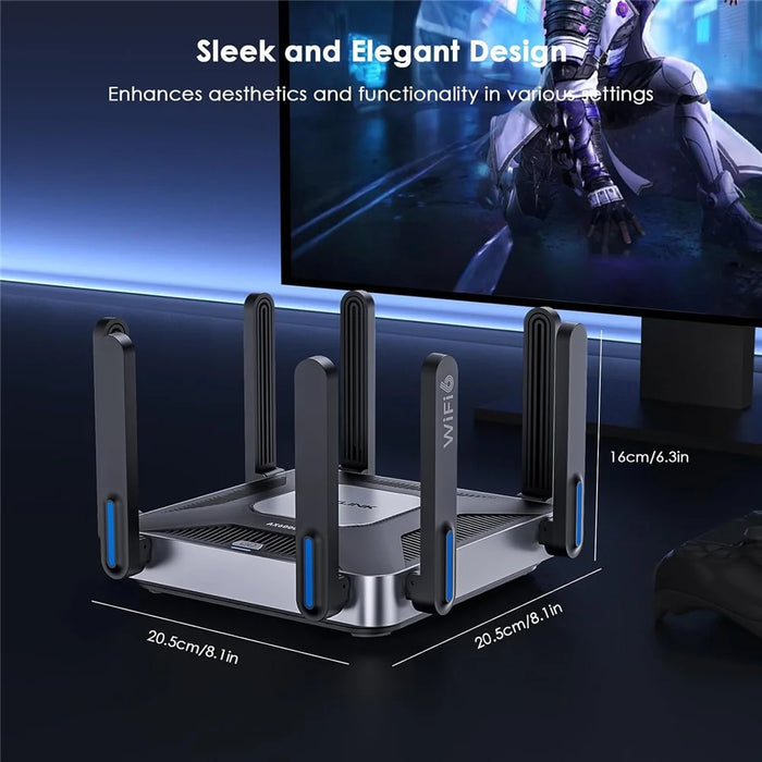 WAVLINK WN592AX6 AX6000 Dual Band WiFi 6 Router 2.5G Multi Gig Port Quad Core CPU for Home / Office - US Plug - 7