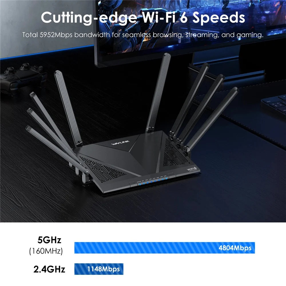 WAVLINK WN536AX6 AX6000 WiFi 6 Router High Speed Dual Band MESH AP Repeater for Gaming - EU Plug - 2