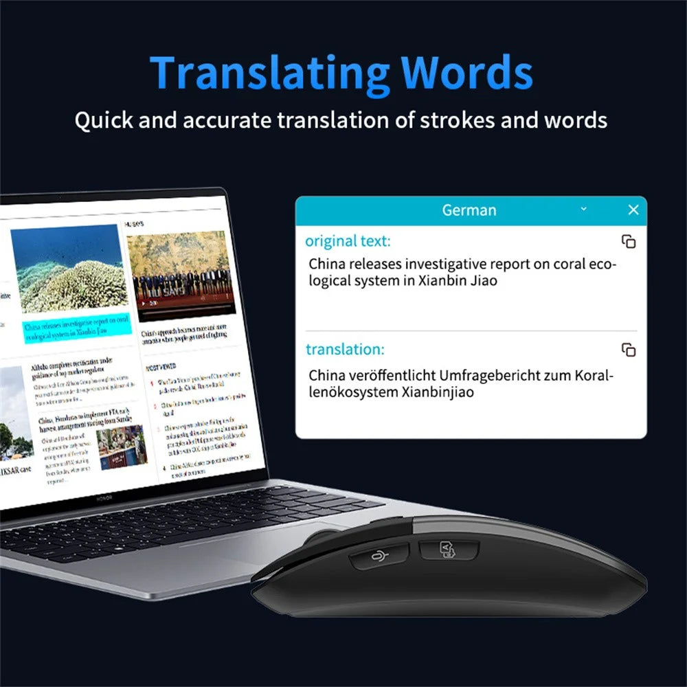 M1 AI Voice Translation Mouse Speech to Text Screenshot Translation Real Time Translation Device - Black - 2