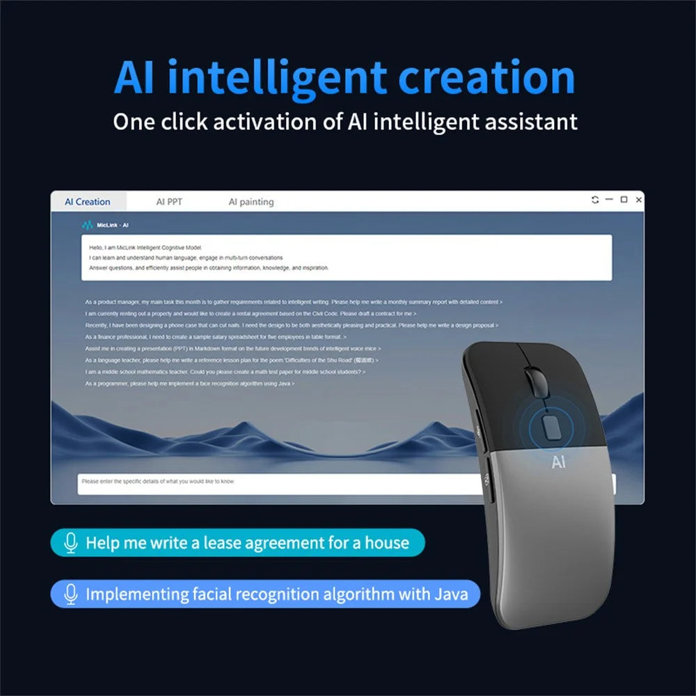 M1 AI Voice Translation Mouse Speech to Text Screenshot Translation Real Time Translation Device - Black - 4