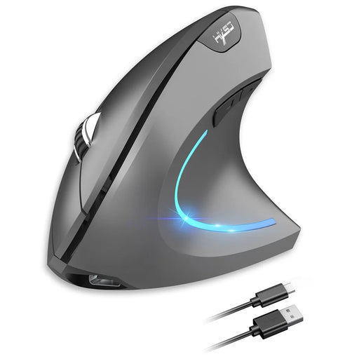 HXSJ Ergonomic Vertical Mouse 2.4G + Bluetooth-Compatible 5.1 Dual Mode 2400DPI Silent Mouse - Grey - 1