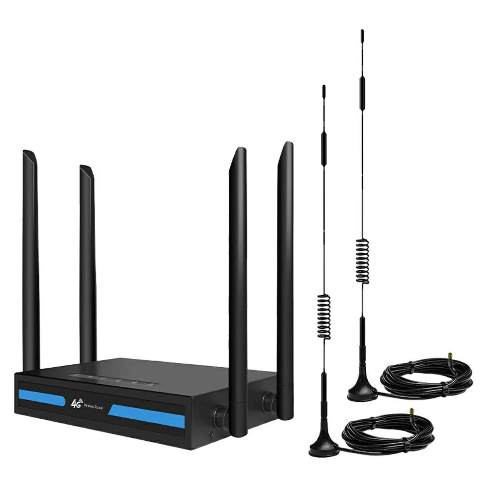 ED126-E 4G LTE Router WiFi CPE 3 Ethernet Ports Wireless Network Router with 2 Outdoor Suction Cup Antennas - US Plug - 1