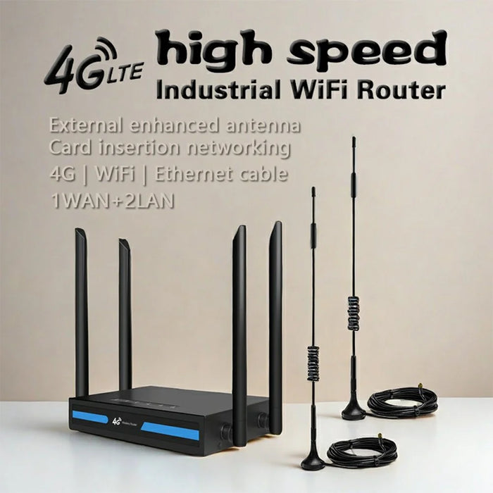 ED126-E 4G LTE Router WiFi CPE 3 Ethernet Ports Wireless Network Router with 2 Outdoor Suction Cup Antennas - US Plug - 3
