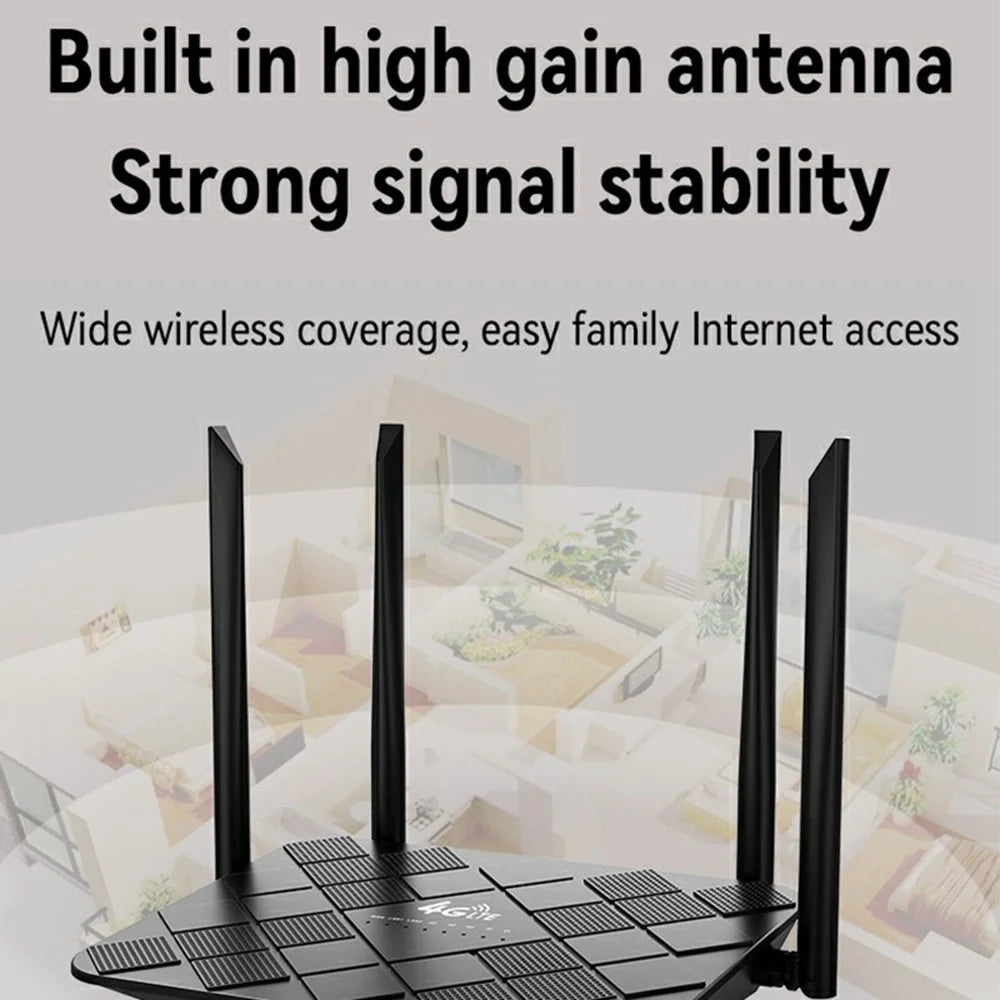 320M-E Eurasian Version CPE 3 Port Router SIM Card 4G LTE Wireless Network WiFi Home Office Router - US Plug - 6