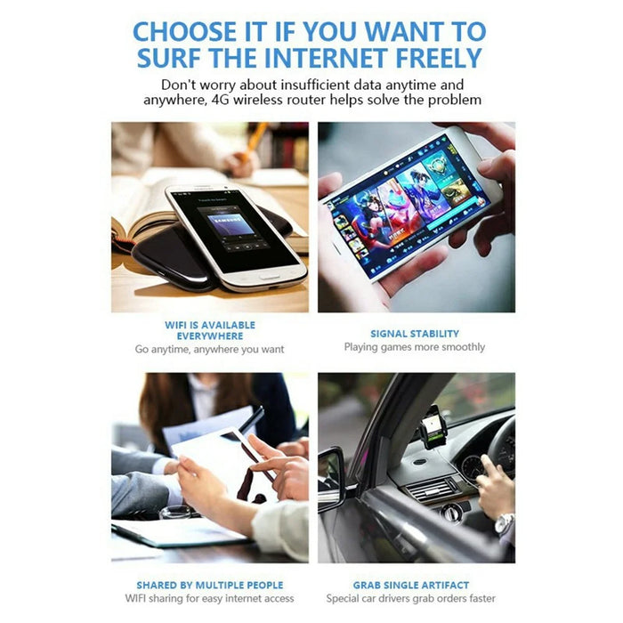 A50 Portable SIM Card 4G WiFi Router Rechargeable Time Display 300Mbps Router Support 8 Devices - 7