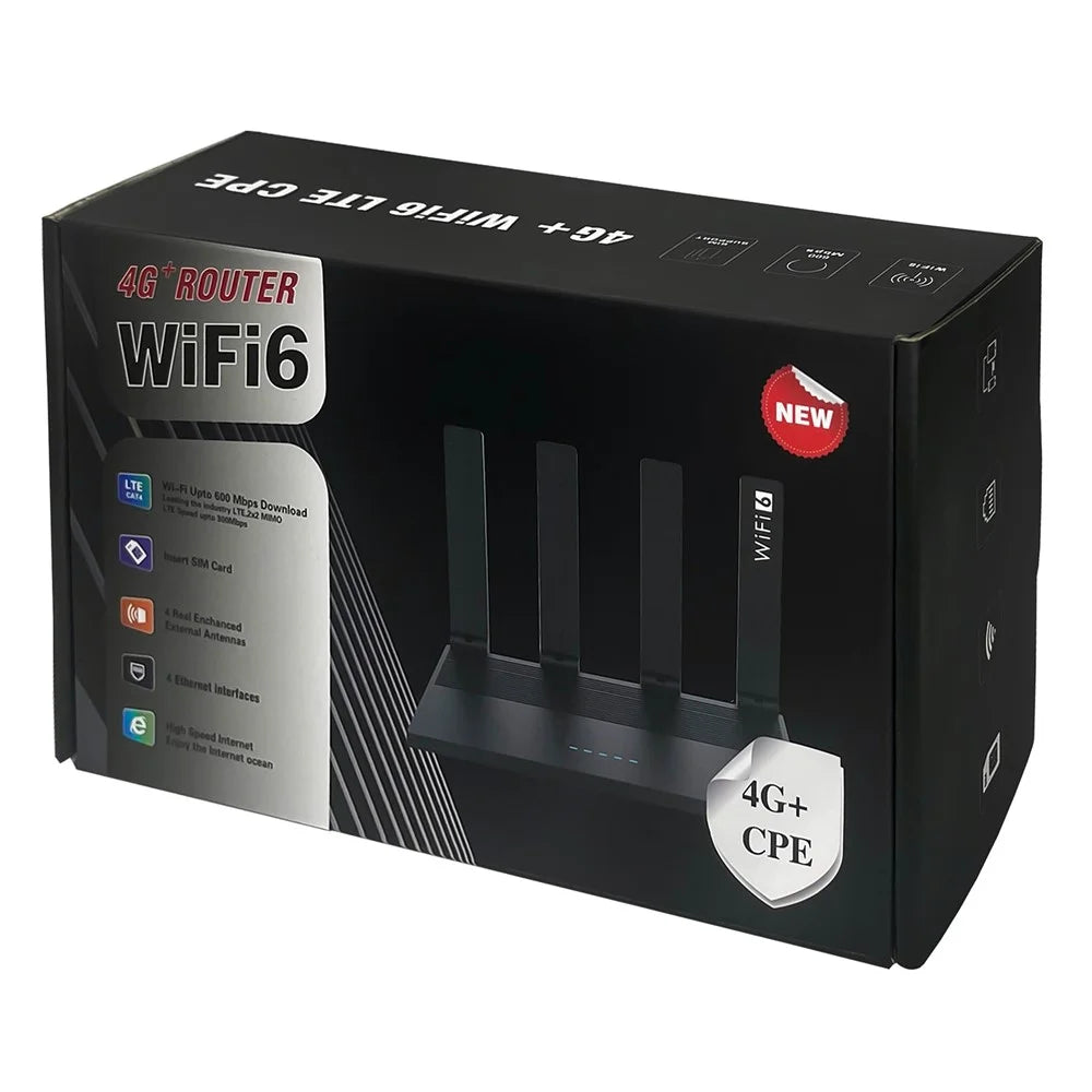 WR800 4G LTE WiFi Router 4 LAN Ports 600Mbps WiFi 6 Wireless Modem with SIM Card Slot, Eurasian Version (No Battery) - US Plug - 6