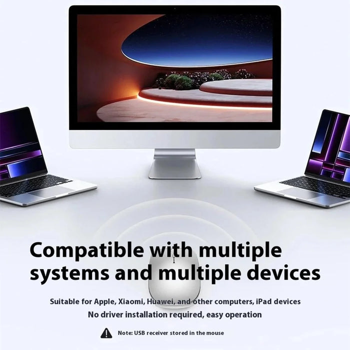 WIWU Magic WM101-C 2.4G + Bluetooth-compatible Dual Mode Wireless Mouse 1000 / 1200 / 1600 DPI Ergonomic Mice - Silver - 3