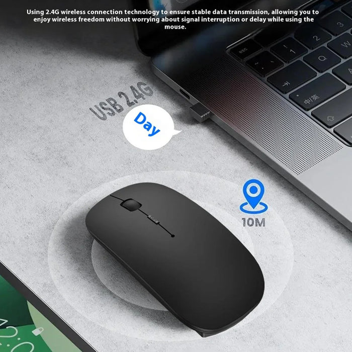 WIWU Magic WM101-C 2.4G + Bluetooth-compatible Dual Mode Wireless Mouse 1000 / 1200 / 1600 DPI Ergonomic Mice - Silver - 6
