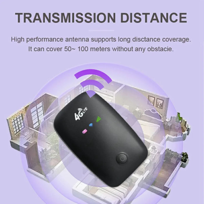 M3-E Eurasian Version Portable SIM Card 4G LTE Wireless Router Car Travel 150Mbps Mobile Hotspot Device - Black - 5