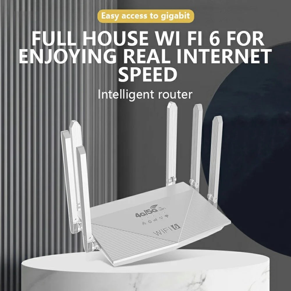 WR900-E Eurasian Version LTE WiFi6 Router 4G SIM Card 5000mAh Battery 6 Antennas 4 LAN Ports Router - US Plug - 7