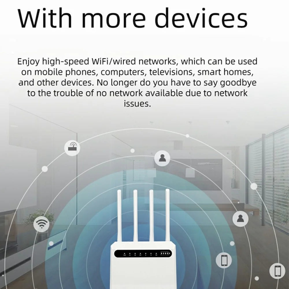 C521-E Cat7 4G Wireless Router 5 LAN Ports WiFi Hotspot with SIM Card Slot, Eurasian Version (with 4000mAh Battery) - US Plug - 5