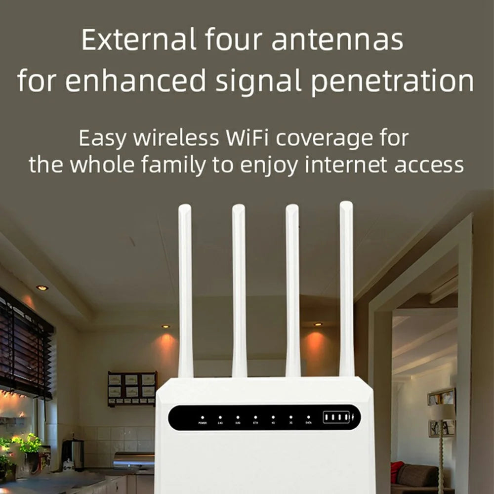 C521-E Cat7 4G Wireless Router 5 LAN Ports WiFi Hotspot with SIM Card Slot, Eurasian Version (without Battery) - US Plug - 7