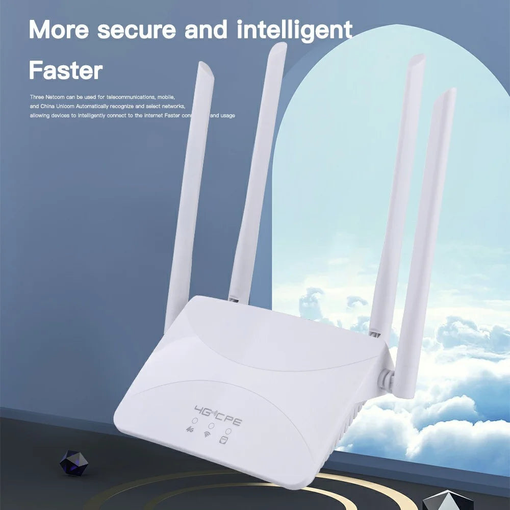 CPF912 Eurasian Version Wireless Router 4G LTE Home Office SIM Card WiFi Router with 4 Antennas - EU Plug - 7