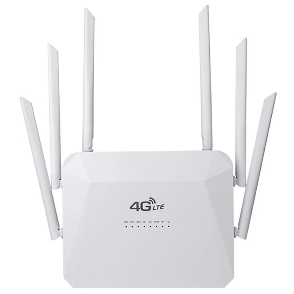 210M-E Eurasian Version SIM Card 4G LTE Router Home Office 3 Ethernet Ports 6 Antennas WiFi CPE Router - US Plug - 1