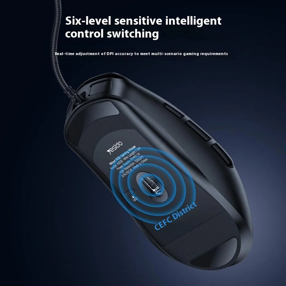YESIDO KB32 Wired Lightweight RGB Gaming Mouse 7200 DPI 7 Buttons Computer Gamer Mouse - 4