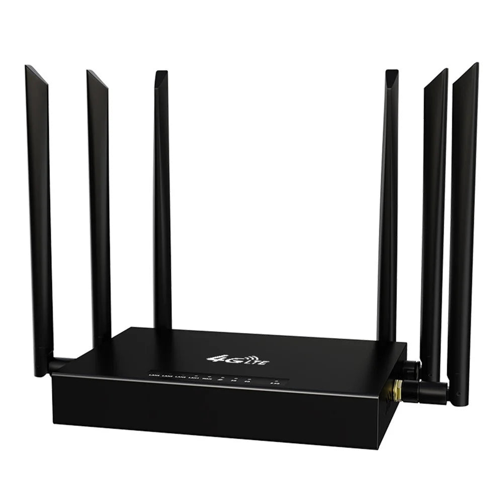 ED128 Eurasia Version 4G LTE Industrial Router 300Mbps Wireless WiFi Home Office 6 Antennas SIM Card Router - US Plug - 1