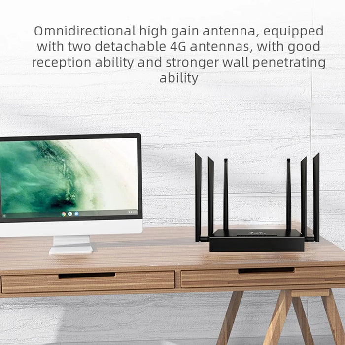 ED128 Eurasia Version 4G LTE Industrial Router 300Mbps Wireless WiFi Home Office 6 Antennas SIM Card Router - US Plug - 7