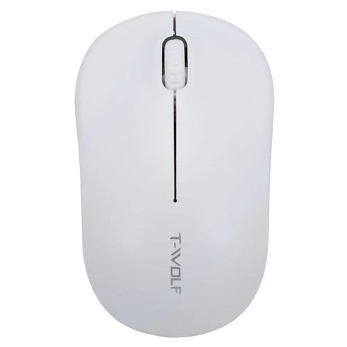 T-WOLF Q4 Wireless Mouse Silent 2.4G 3 Buttons 1000DPI Optical Mice with USB Receiver for PC/Laptop/Tablet - White - 1