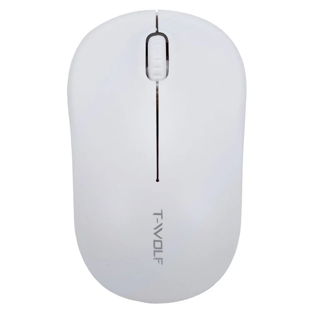 T-WOLF Q4 Wireless Mouse Silent 2.4G 3 Buttons 1000DPI Optical Mice with USB Receiver for PC/Laptop/Tablet - White - 1