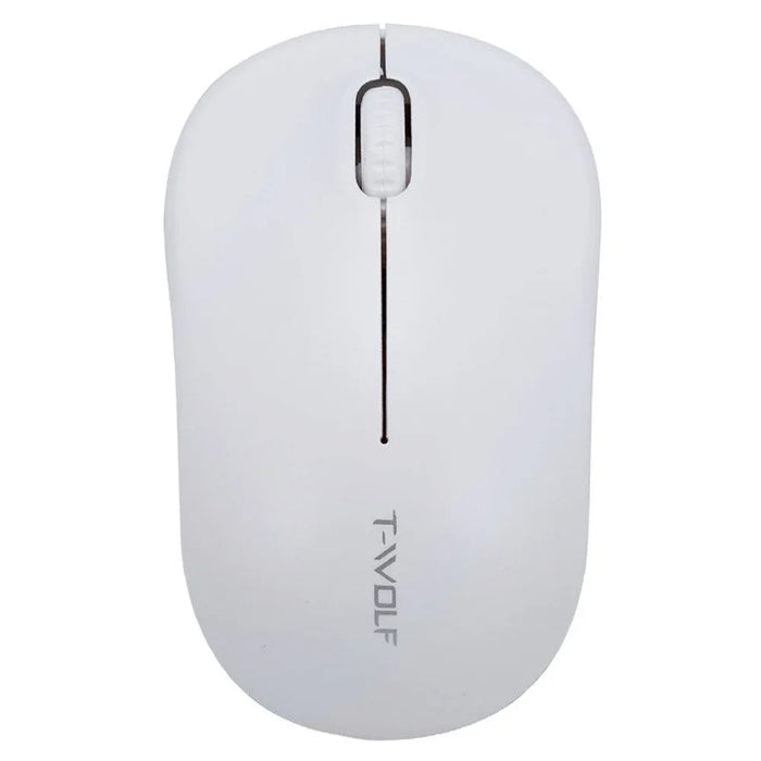 T-WOLF Q4 Wireless Mouse Silent 2.4G 3 Buttons 1000DPI Optical Mice with USB Receiver for PC/Laptop/Tablet - White - 1