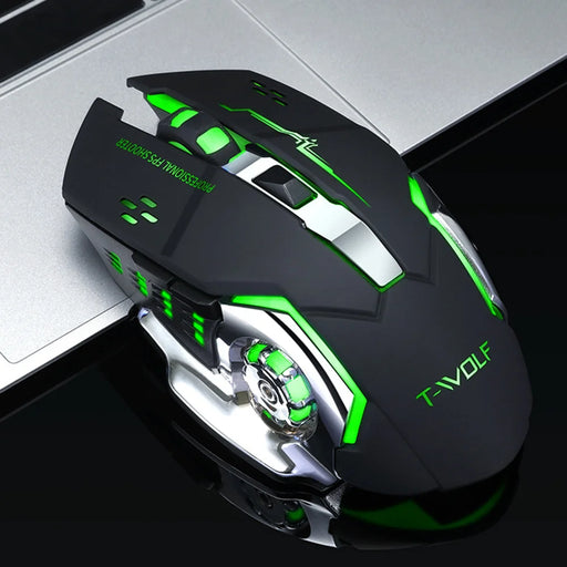 T-WOLF Q13B Wireless Mouse 3 DPI Adjustable Dual Mode Rechargeable 600mAh Battery for Computer / Laptop - Tech Black - 2