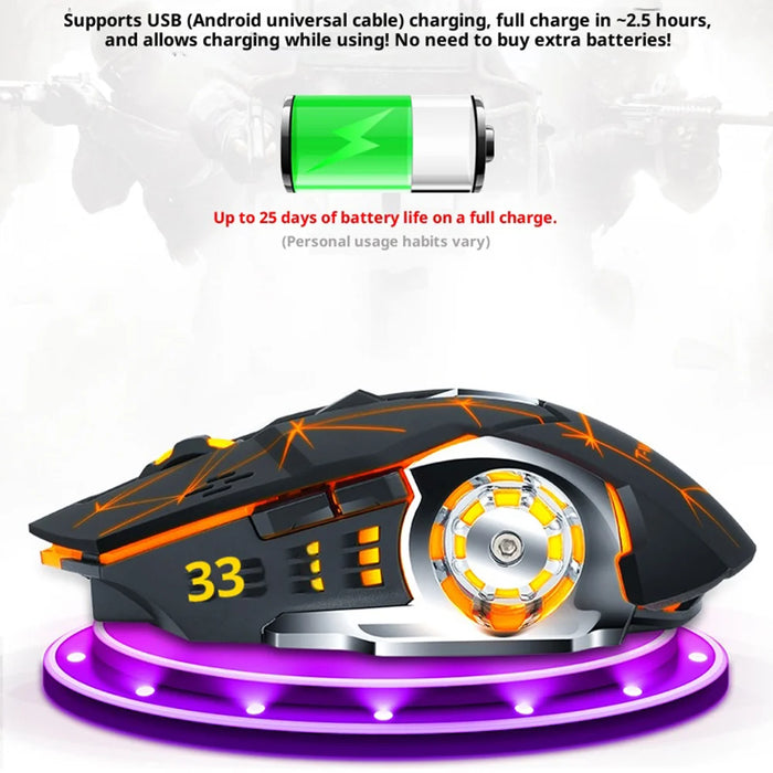 T-WOLF Q13B Wireless Mouse 3 DPI Adjustable Dual Mode Rechargeable 600mAh Battery for Computer / Laptop - Tech Black - 4