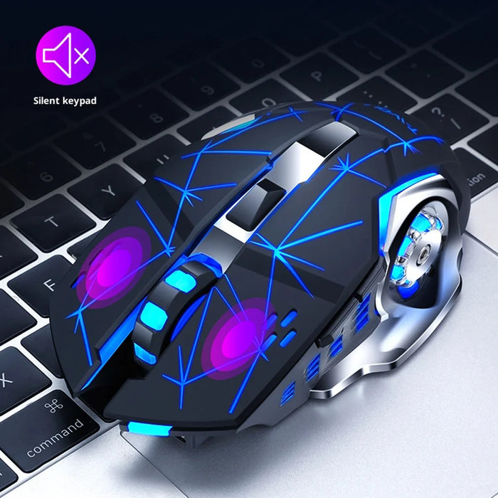 T-WOLF Q13B Wireless Mouse 3 DPI Adjustable Dual Mode Rechargeable 600mAh Battery for Computer / Laptop - Tech Black - 5